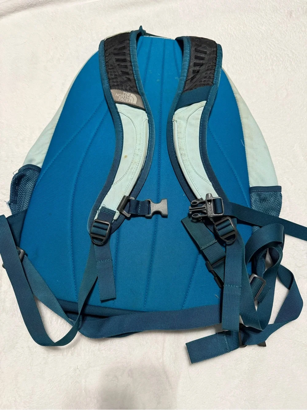 The North Face Jester Backpack in Light Mint and Navy Blue